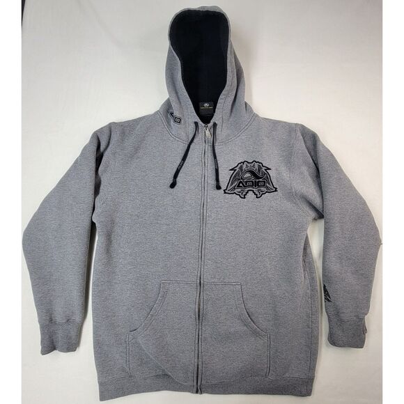 Vintage Adio Hoodie Mens L Black Full Zip Sherpa Lined Y2K Skater A Lot Going On - Picture 1 of 15